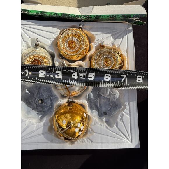 VINTAGE KURT S ADLER CHRISTMAS ORNAMENTS CZECHOSLOVAKIA GOLD AND SILVER -S1 - Picture 6 of 10